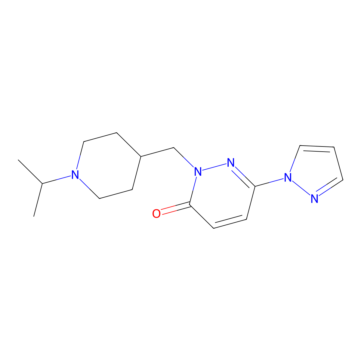 2-{[1-(propan-2-yl)piperidin-4-yl]methyl}-6-(1H-pyrazol-1-yl)-2,3-dihydropyridazin-3-one molecular structure, CAS 2097928-92-0