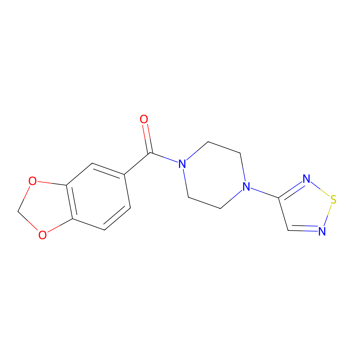 1-(2H-1,3-benzodioxole-5-carbonyl)-4-(1,2,5-thiadiazol-3-yl)piperazine molecular structure, CAS 2097928-94-2