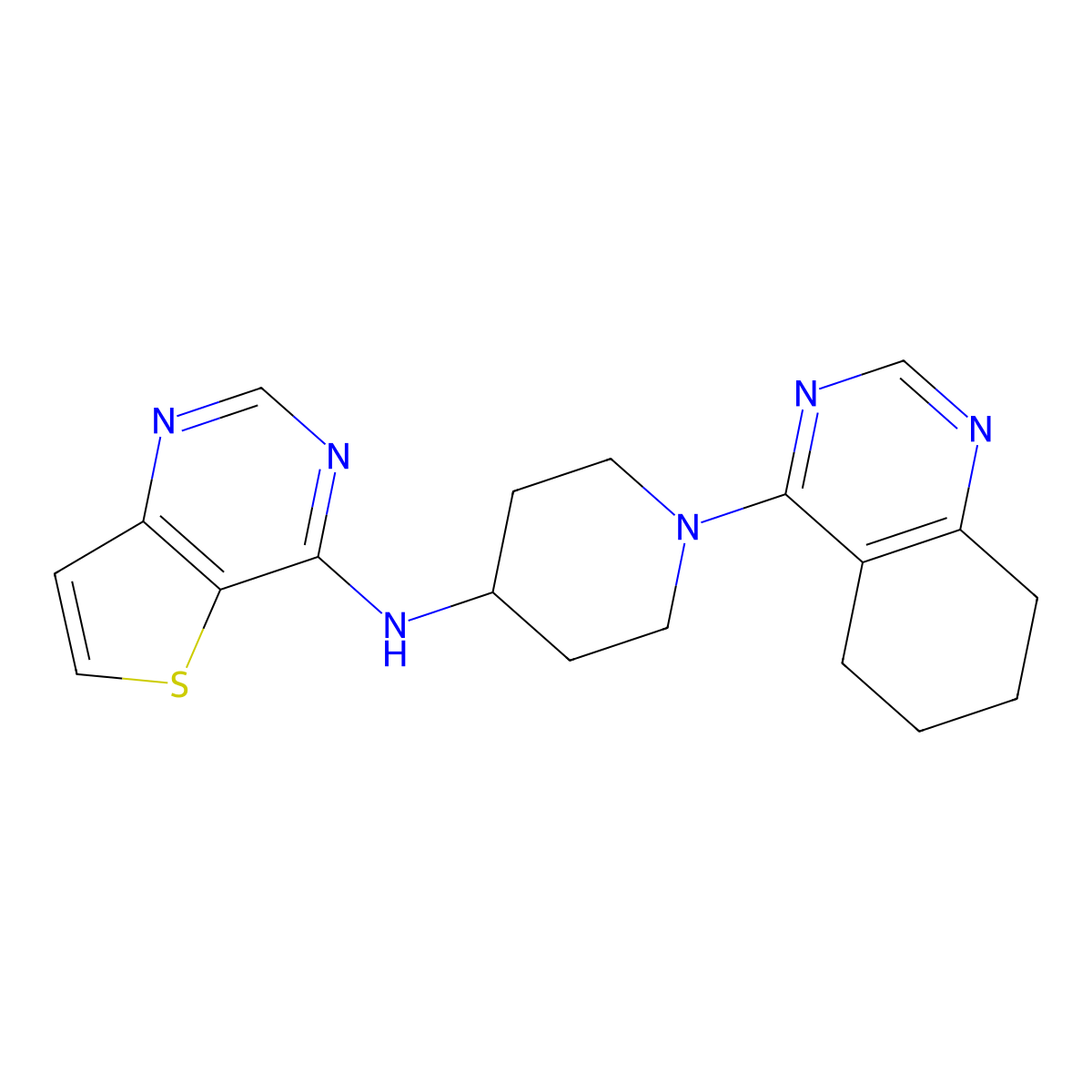 1-(5,6,7,8-tetrahydroquinazolin-4-yl)-N-{thieno[3,2-d]pyrimidin-4-yl}piperidin-4-amine molecular structure, CAS 2097928-95-3