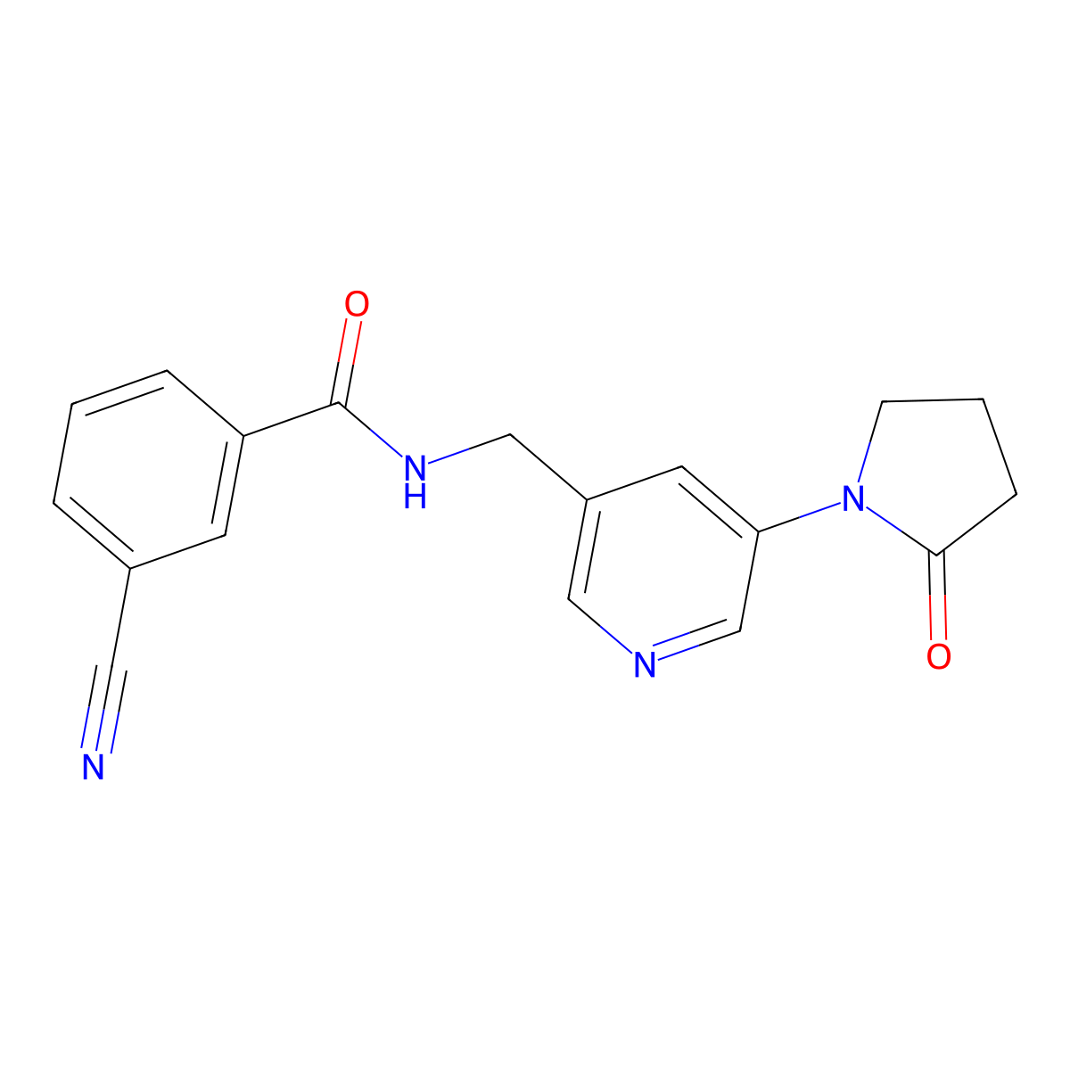 3-cyano-N-{[5-(2-oxopyrrolidin-1-yl)pyridin-3-yl]methyl}benzamide molecular structure, CAS 2097928-96-4