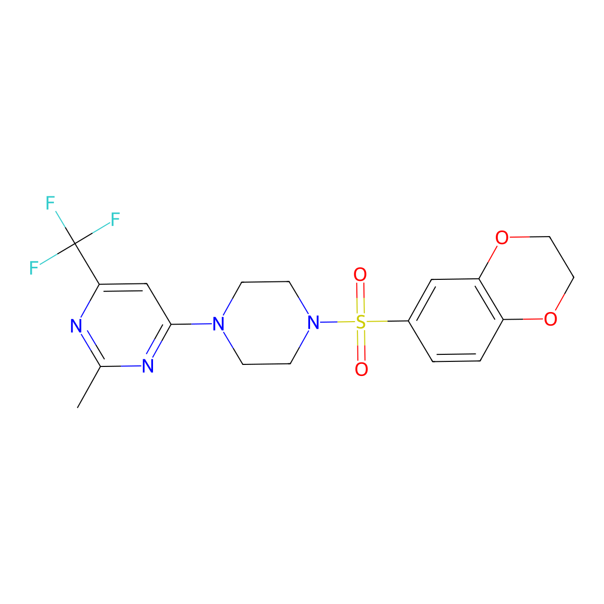 4-[4-(2,3-Dihydro-1,4-benzodioxine-6-sulfonyl)piperazin-1-yl]-2-methyl-6-(trifluoromethyl)pyrimidine molecular structure, CAS 2097929-02-5