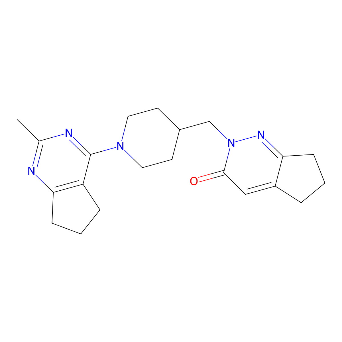 2-[(1-{2-methyl-5H,6H,7H-cyclopenta[d]pyrimidin-4-yl}piperidin-4-yl)methyl]-2H,3H,5H,6H,7H-cyclopenta[c]pyridazin-3-one molecular structure, CAS 2097929-06-9
