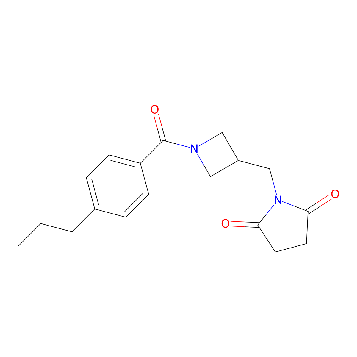 1-{[1-(4-Propylbenzoyl)azetidin-3-yl]methyl}pyrrolidine-2,5-dione molecular structure, CAS 2097929-22-9