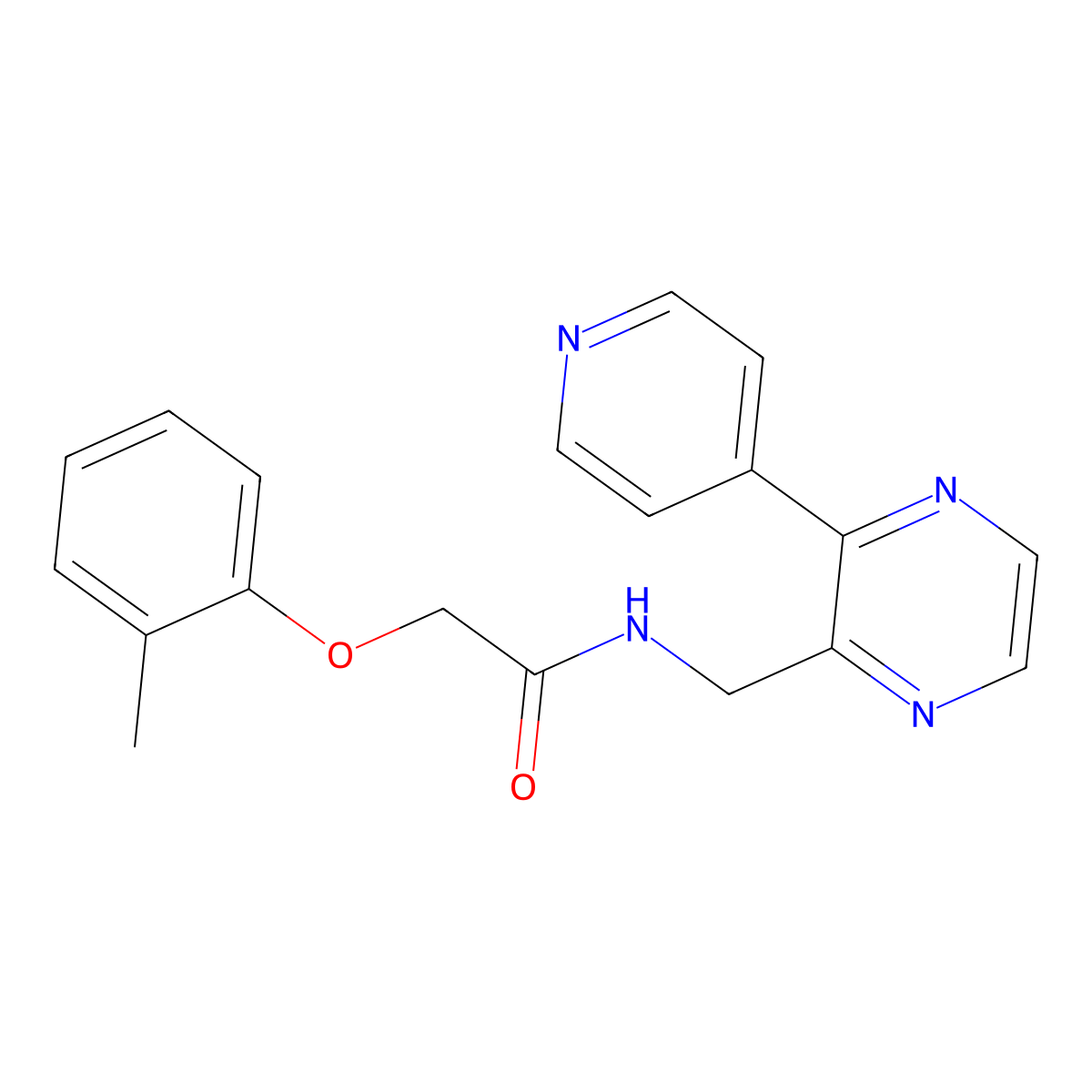 2-(2-methylphenoxy)-N-{[3-(pyridin-4-yl)pyrazin-2-yl]methyl}acetamide molecular structure, CAS 2097929-24-1