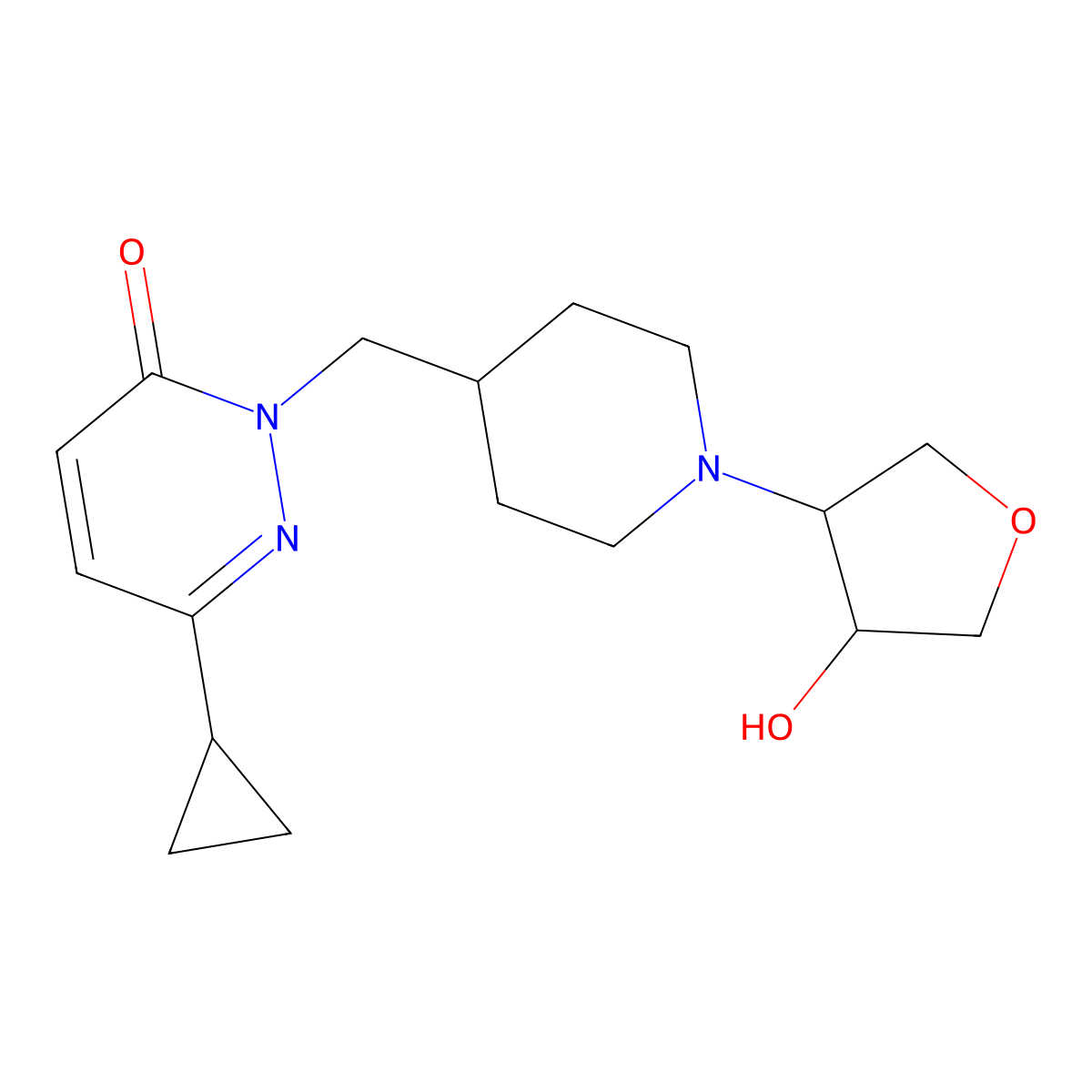 6-Cyclopropyl-2-{[1-(4-hydroxyoxolan-3-yl)piperidin-4-yl]methyl}-2,3-dihydropyridazin-3-one molecular structure, CAS 2097929-25-2
