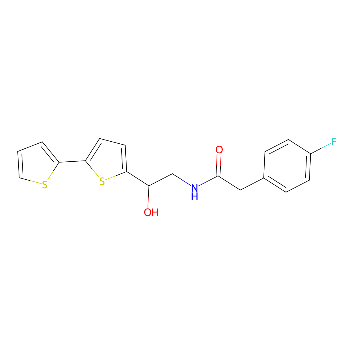 N-(2-{[2,2'-bithiophene]-5-yl}-2-hydroxyethyl)-2-(4-fluorophenyl)acetamide molecular structure, CAS 2097929-29-6