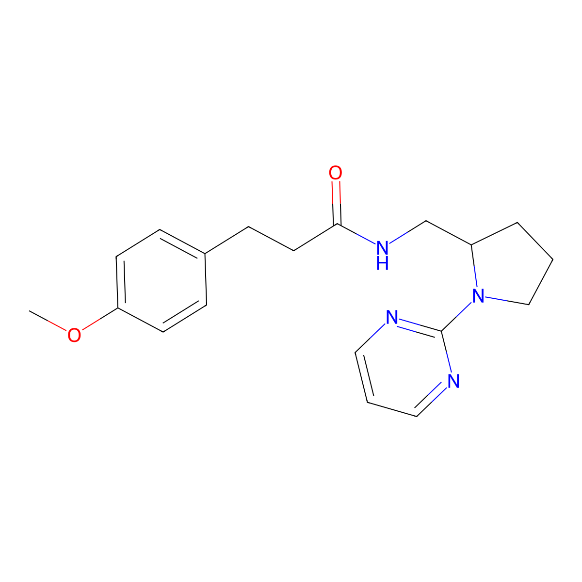3-(4-methoxyphenyl)-N-{[1-(pyrimidin-2-yl)pyrrolidin-2-yl]methyl}propanamide molecular structure, CAS 2097929-42-3