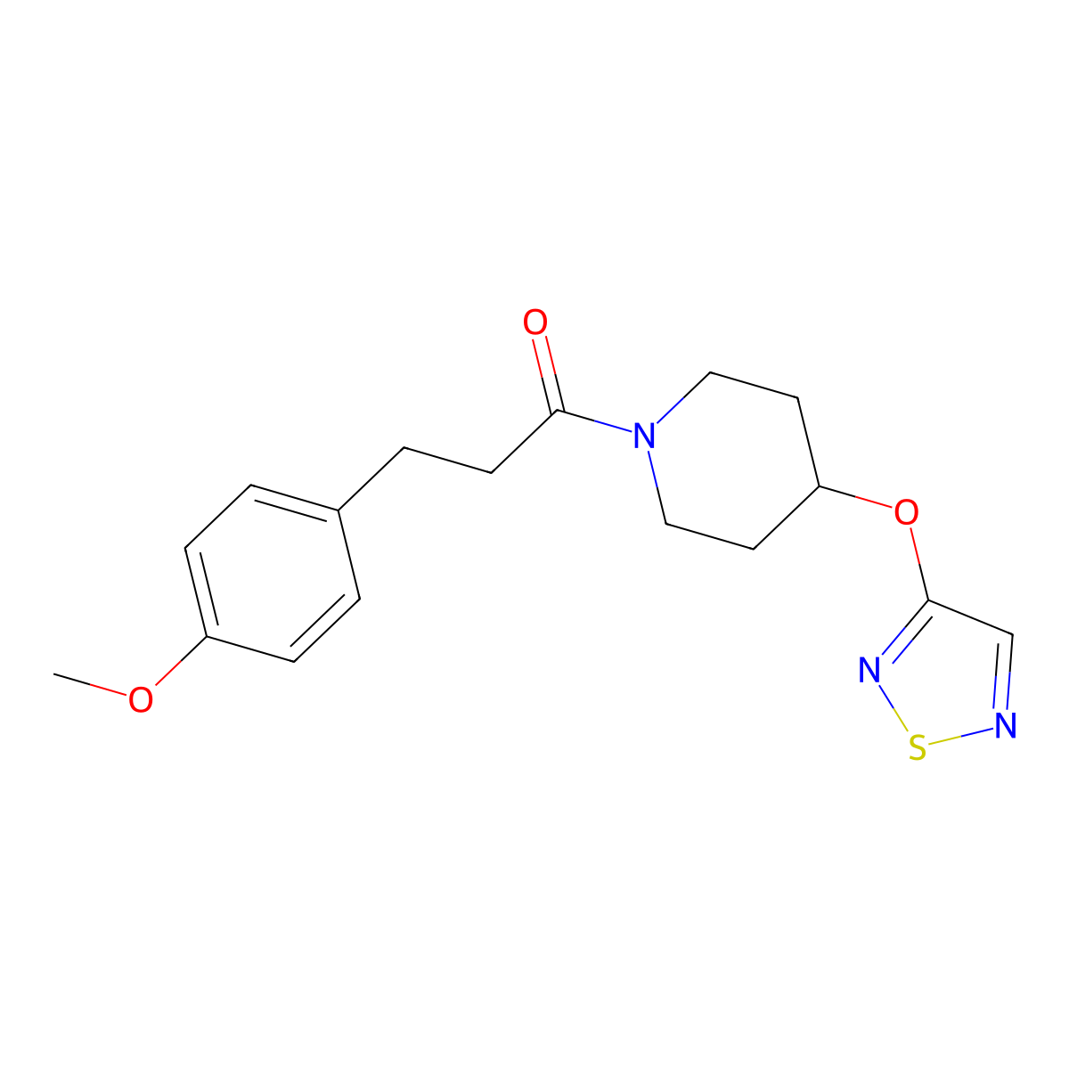3-(4-Methoxyphenyl)-1-[4-(1,2,5-thiadiazol-3-yloxy)piperidin-1-yl]propan-1-one molecular structure, CAS 2097929-43-4