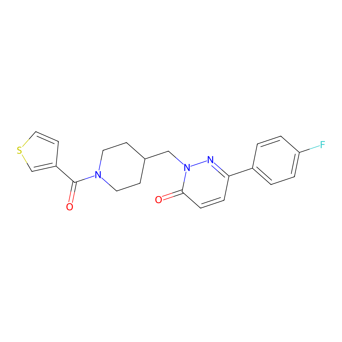 6-(4-Fluorophenyl)-2-{[1-(thiophene-3-carbonyl)piperidin-4-yl]methyl}-2,3-dihydropyridazin-3-one molecular structure, CAS 2097929-48-9