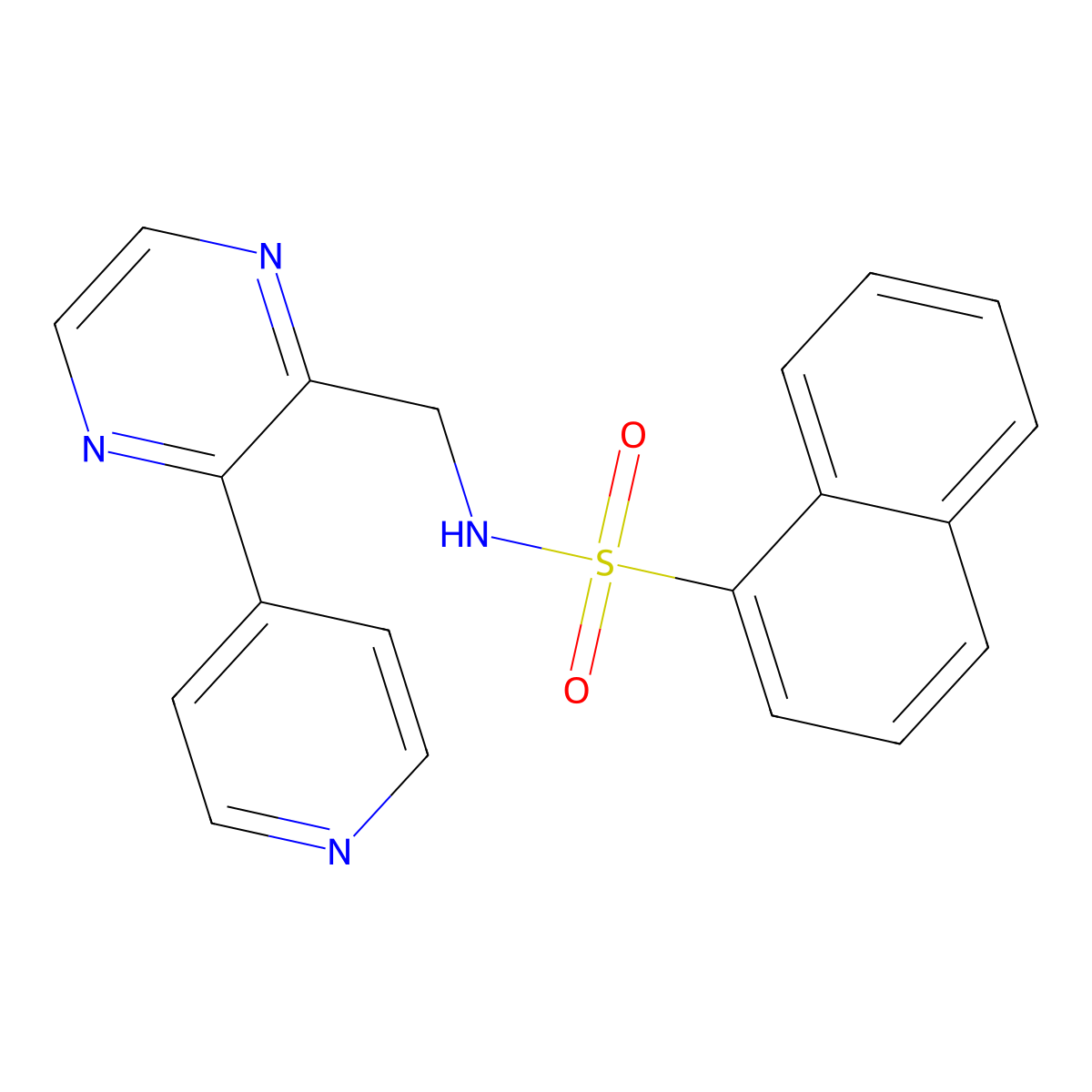 N-{[3-(pyridin-4-yl)pyrazin-2-yl]methyl}naphthalene-1-sulfonamide molecular structure, CAS 2097929-50-3