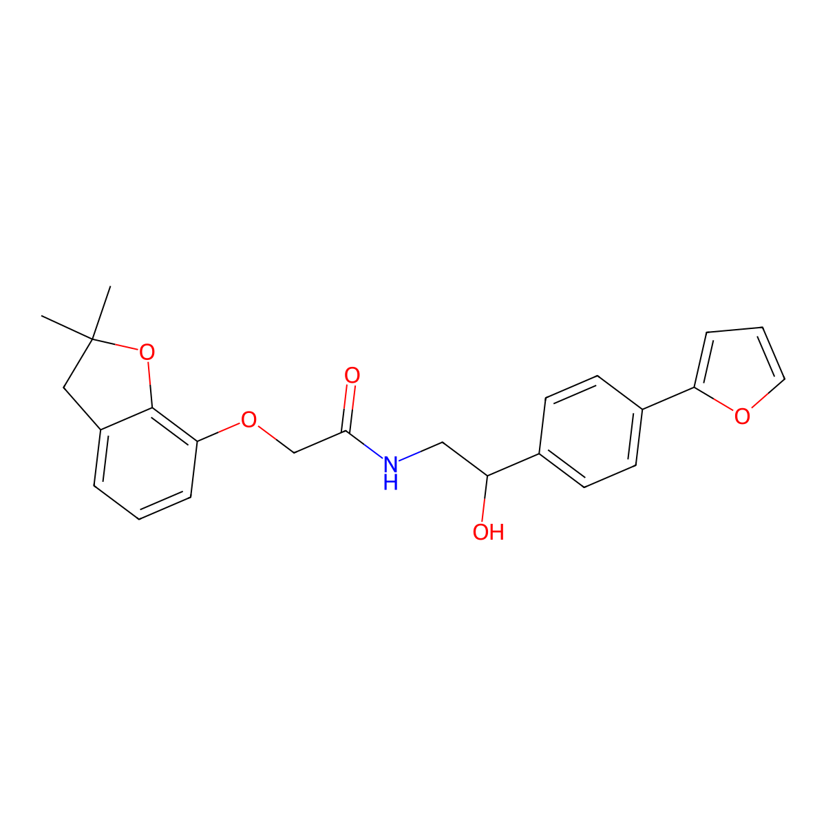 2-[(2,2-dimethyl-2,3-dihydro-1-benzofuran-7-yl)oxy]-N-{2-[4-(furan-2-yl)phenyl]-2-hydroxyethyl}acetamide molecular structure, CAS 2097929-52-5