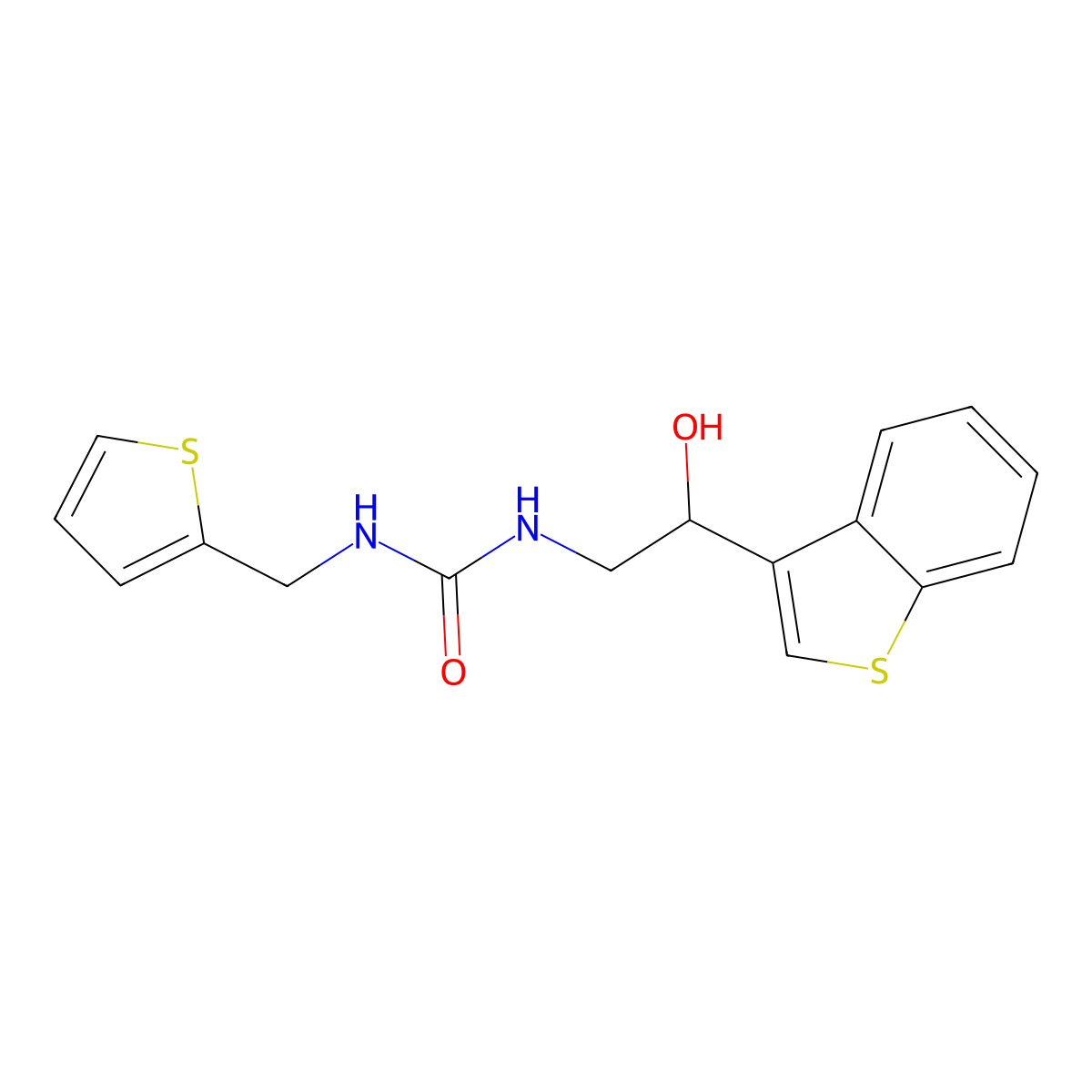 1-(2-(Benzo[b]thiophen-3-yl)-2-hydroxyethyl)-3-(thiophen-2-ylmethyl)urea molecular structure, CAS 2097929-57-0