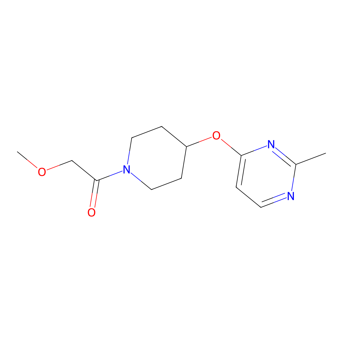 2-Methoxy-1-(4-((2-methylpyrimidin-4-yl)oxy)piperidin-1-yl)ethanone molecular structure, CAS 2097929-61-6