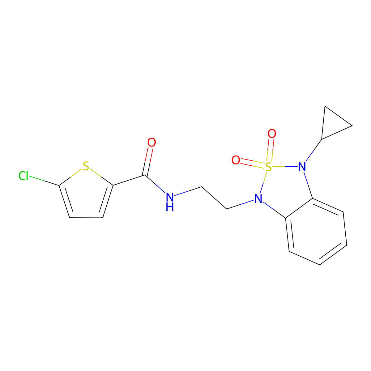 5-chloro-N-[2-(3-cyclopropyl-2,2-dioxo-1,3-dihydro-2lambda6,1,3-benzothiadiazol-1-yl)ethyl]thiophene-2-carboxamide molecular structure, CAS 2097929-89-8