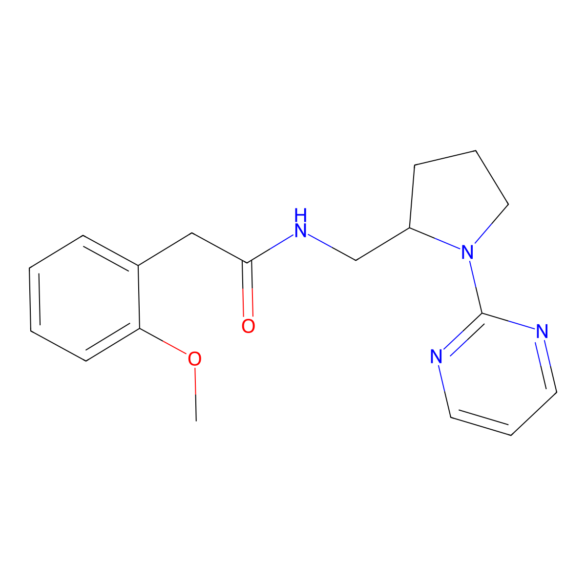 2-(2-methoxyphenyl)-N-{[1-(pyrimidin-2-yl)pyrrolidin-2-yl]methyl}acetamide molecular structure, CAS 2097929-91-2