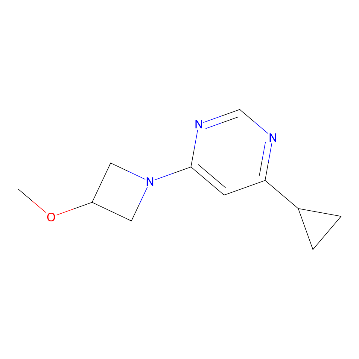 4-Cyclopropyl-6-(3-methoxyazetidin-1-yl)pyrimidine molecular structure, CAS 2097929-95-6