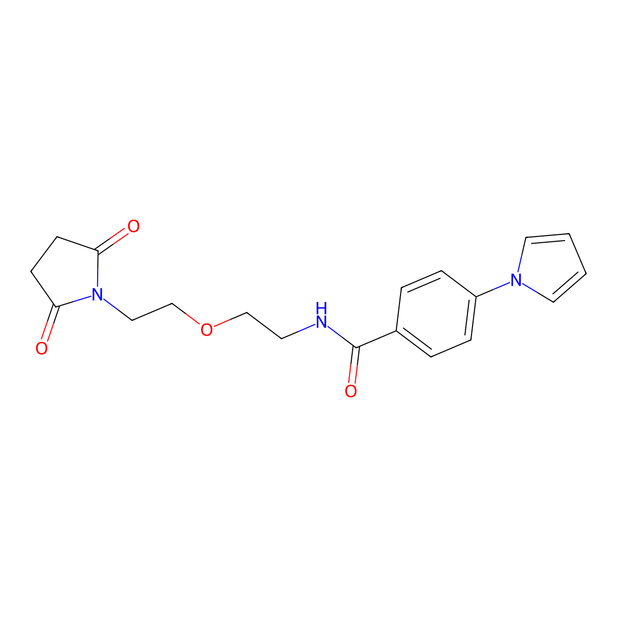 N-{2-[2-(2,5-dioxopyrrolidin-1-yl)ethoxy]ethyl}-4-(1H-pyrrol-1-yl)benzamide molecular structure, CAS 2097929-98-9