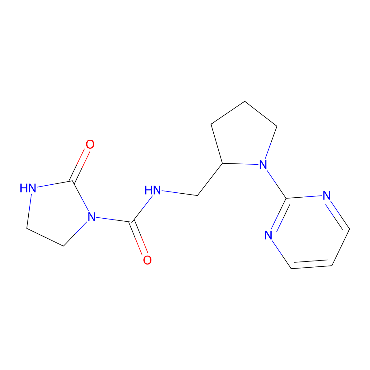 2-oxo-N-{[1-(pyrimidin-2-yl)pyrrolidin-2-yl]methyl}imidazolidine-1-carboxamide molecular structure, CAS 2097930-01-1