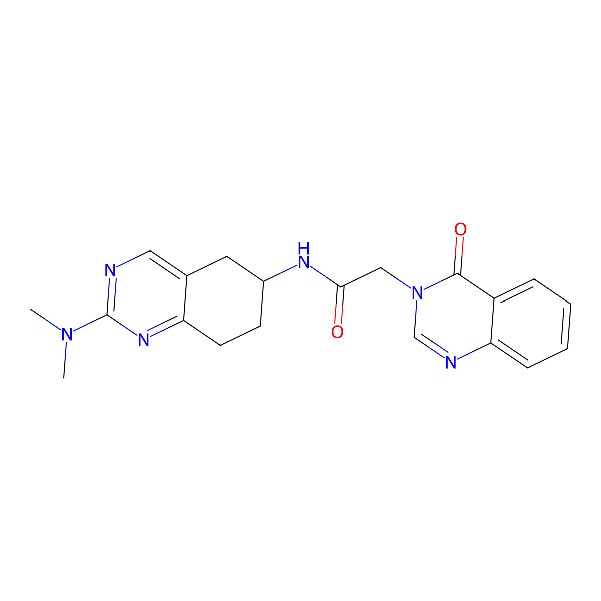 N-[2-(dimethylamino)-5,6,7,8-tetrahydroquinazolin-6-yl]-2-(4-oxo-3,4-dihydroquinazolin-3-yl)acetamide molecular structure, CAS 2097930-10-2