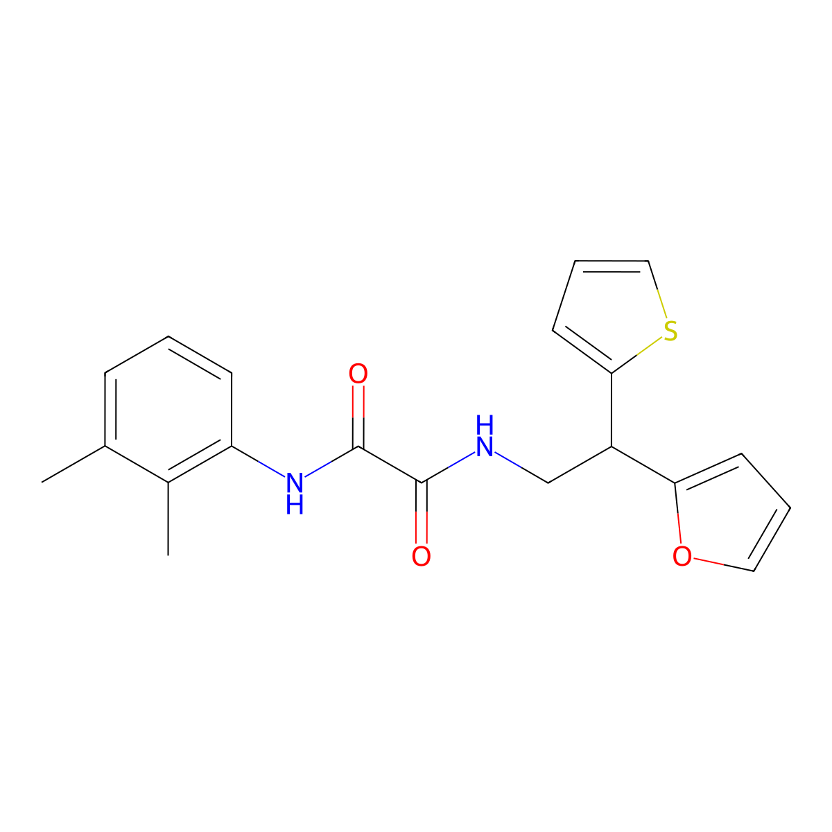 N'-(2,3-dimethylphenyl)-N-[2-(furan-2-yl)-2-(thiophen-2-yl)ethyl]ethanediamide molecular structure, CAS 2097930-13-5