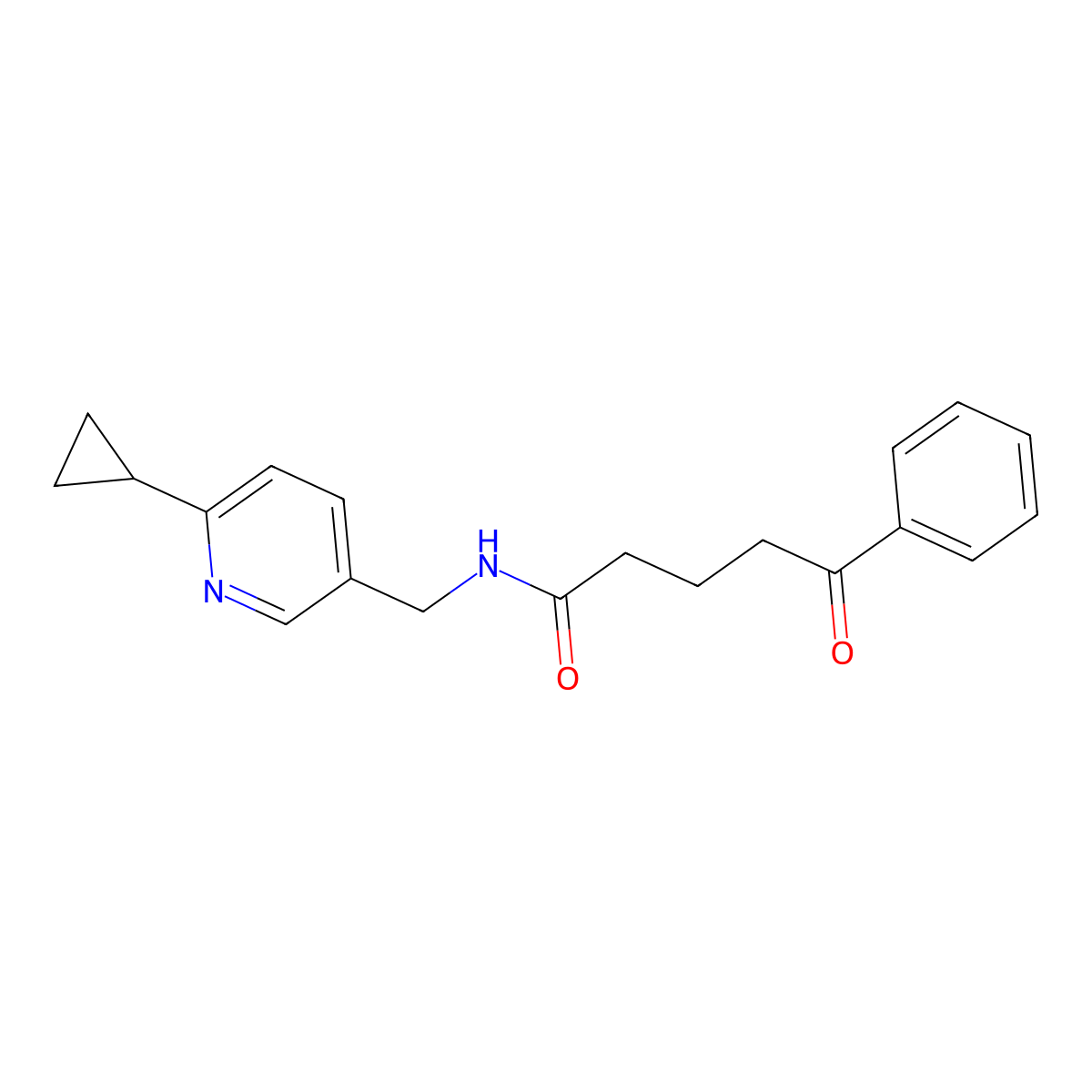N-[(6-cyclopropylpyridin-3-yl)methyl]-5-oxo-5-phenylpentanamide molecular structure, CAS 2097930-14-6