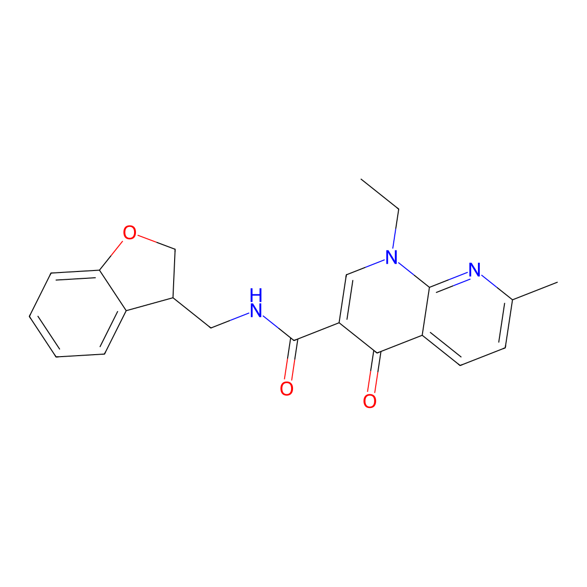 N-[(2,3-dihydro-1-benzofuran-3-yl)methyl]-1-ethyl-7-methyl-4-oxo-1,4-dihydro-1,8-naphthyridine-3-carboxamide molecular structure, CAS 2097930-21-5