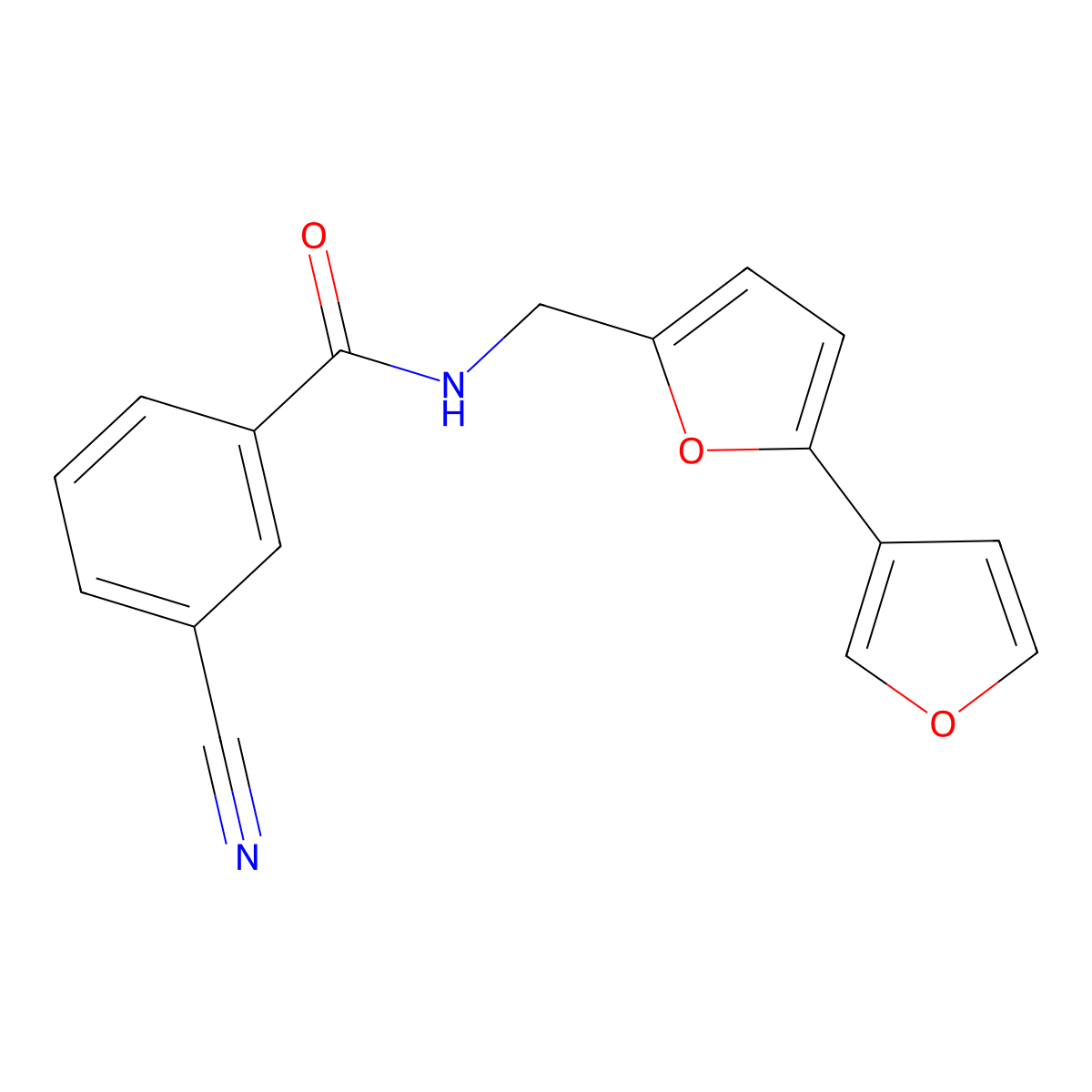 N-({[2,3'-bifuran]-5-yl}methyl)-3-cyanobenzamide molecular structure, CAS 2097930-28-2