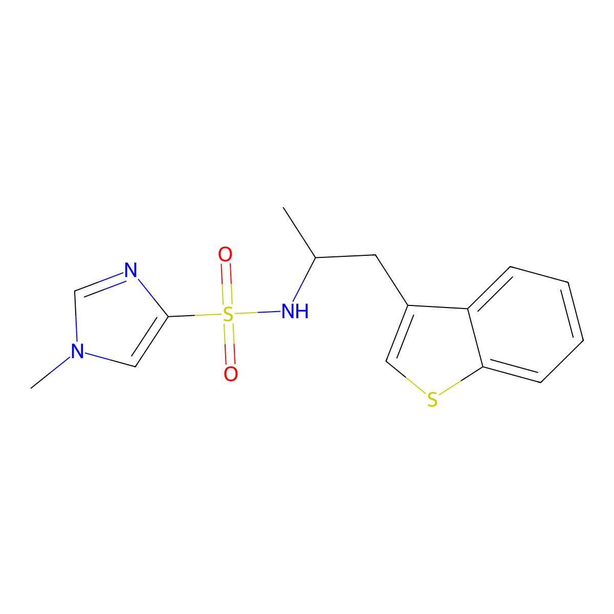 N-[1-(1-benzothiophen-3-yl)propan-2-yl]-1-methyl-1H-imidazole-4-sulfonamide molecular structure, CAS 2097930-30-6