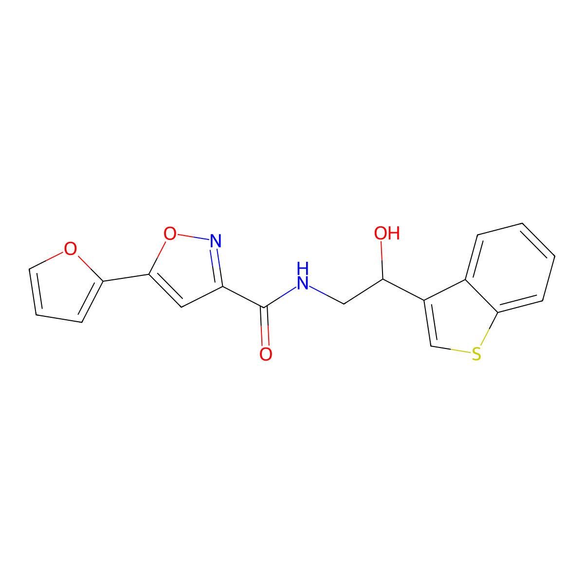 N-(2-(benzo[b]thiophen-3-yl)-2-hydroxyethyl)-5-(furan-2-yl)isoxazole-3-carboxamide molecular structure, CAS 2097930-31-7