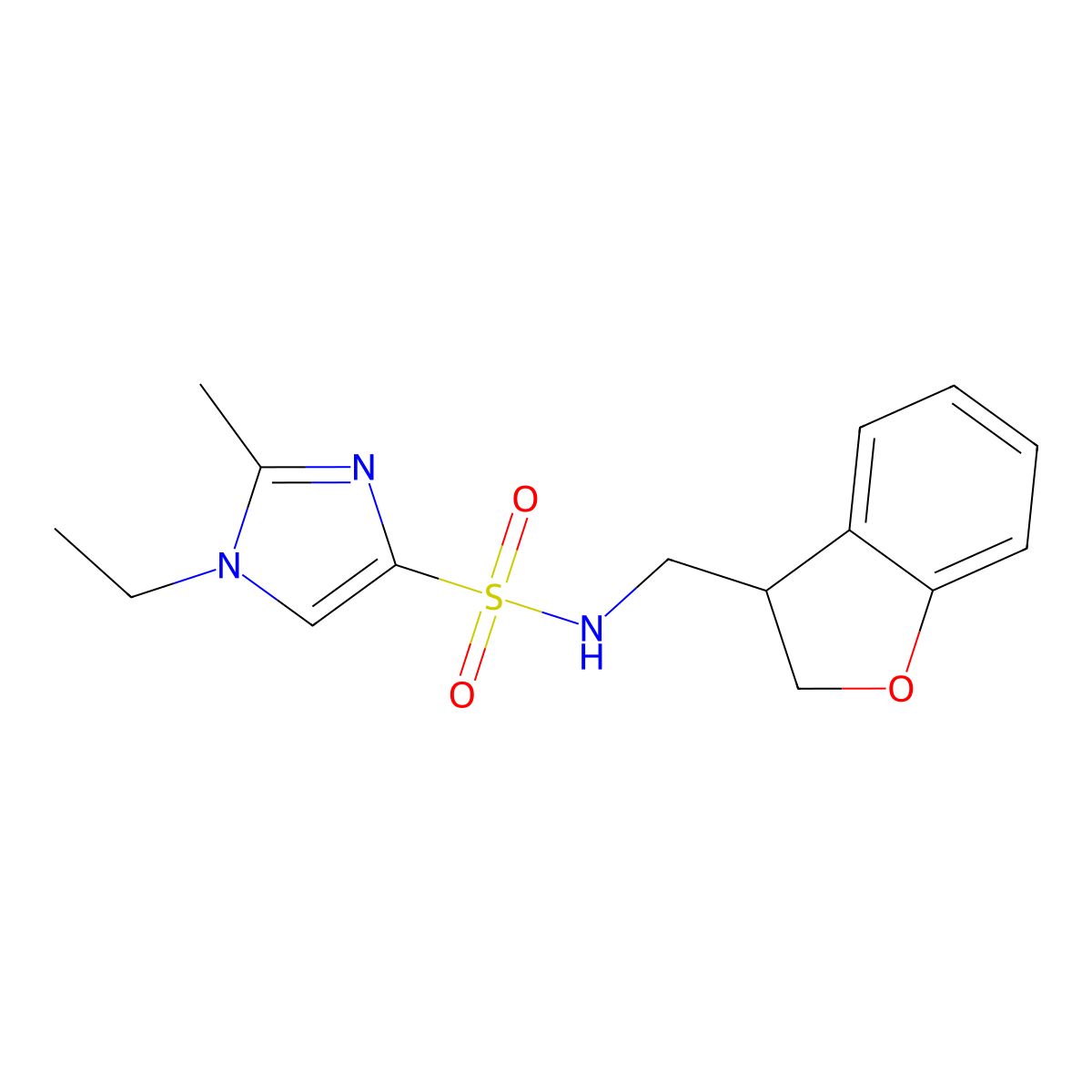 N-[(2,3-dihydro-1-benzofuran-3-yl)methyl]-1-ethyl-2-methyl-1H-imidazole-4-sulfonamide molecular structure, CAS 2097930-34-0