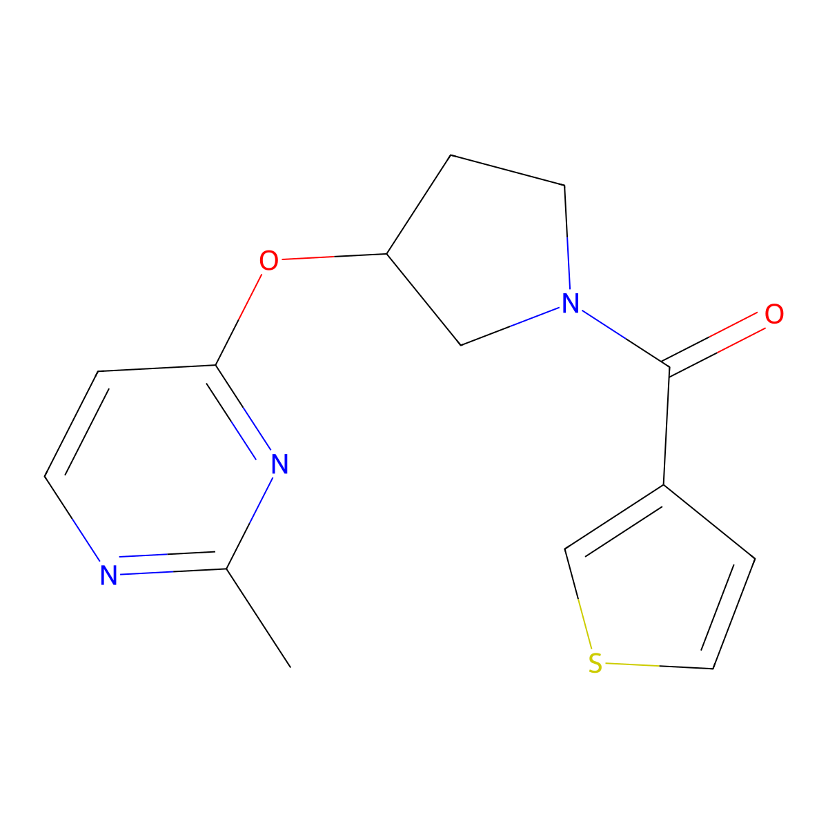 2-Methyl-4-{[1-(thiophene-3-carbonyl)pyrrolidin-3-yl]oxy}pyrimidine molecular structure, CAS 2097930-36-2