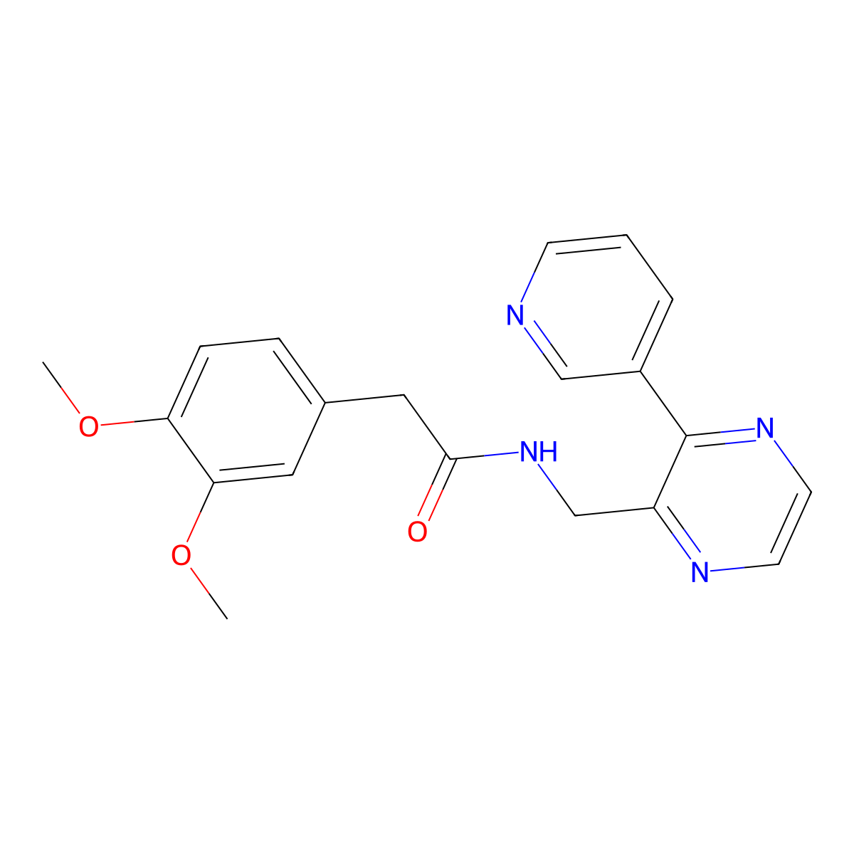 2-(3,4-dimethoxyphenyl)-N-{[3-(pyridin-3-yl)pyrazin-2-yl]methyl}acetamide molecular structure, CAS 2097930-37-3