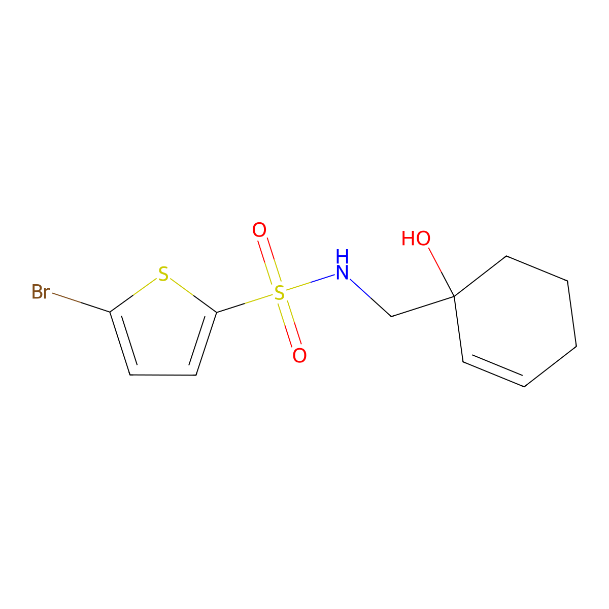 5-bromo-N-[(1-hydroxycyclohex-2-en-1-yl)methyl]thiophene-2-sulfonamide molecular structure, CAS 2097930-43-1
