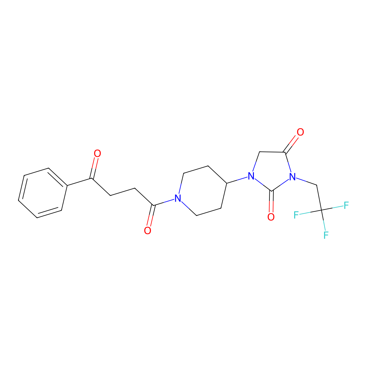 1-[1-(4-Oxo-4-phenylbutanoyl)piperidin-4-yl]-3-(2,2,2-trifluoroethyl)imidazolidine-2,4-dione molecular structure, CAS 2097930-47-5