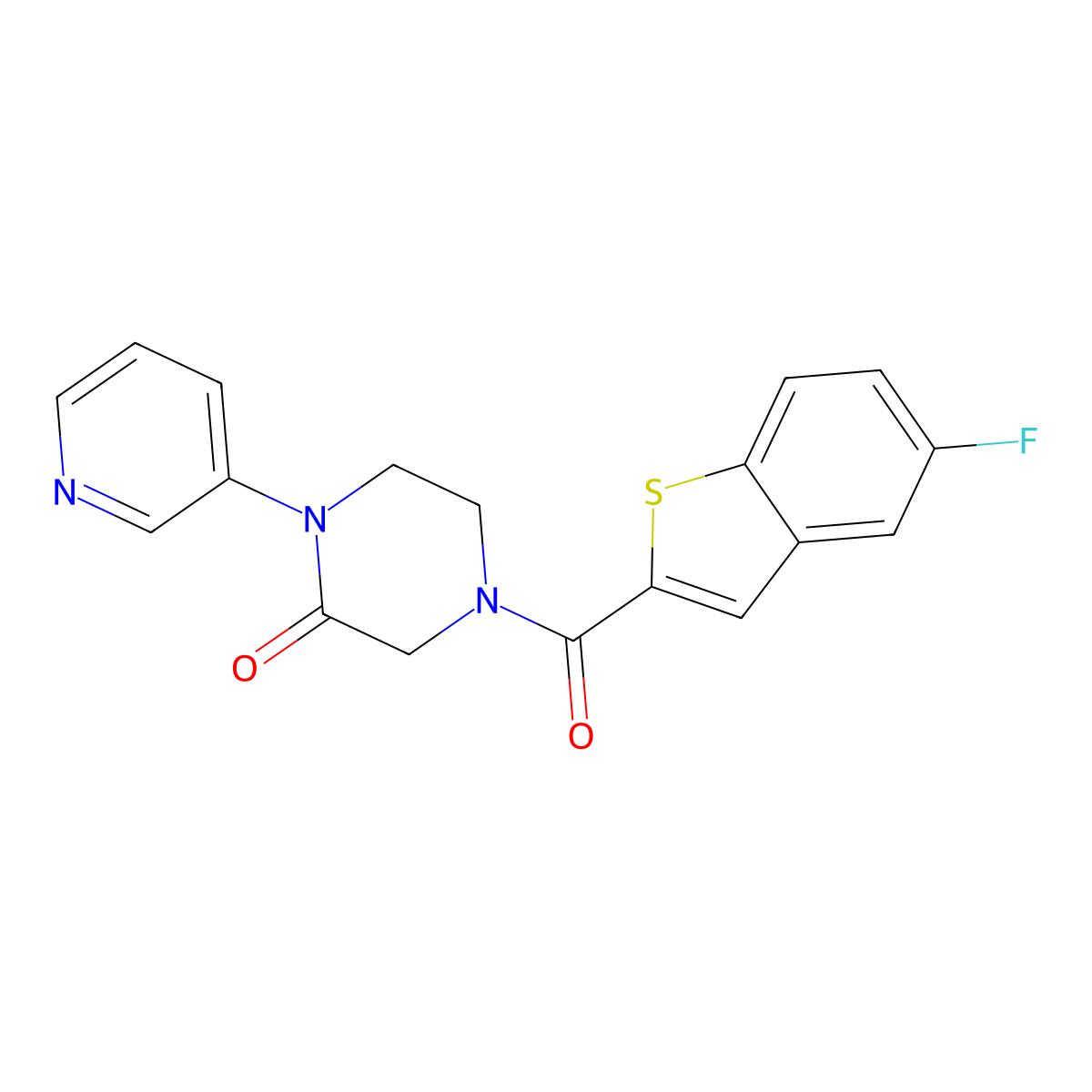 4-(5-Fluoro-1-benzothiophene-2-carbonyl)-1-(pyridin-3-yl)piperazin-2-one molecular structure, CAS 2097930-52-2
