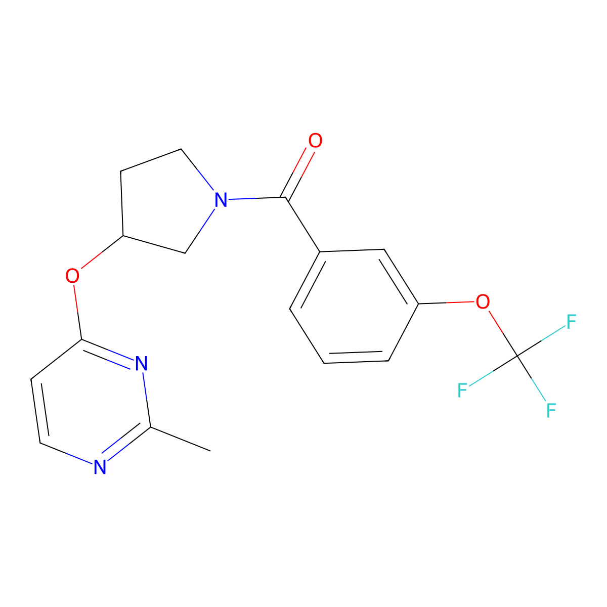 2-Methyl-4-({1-[3-(trifluoromethoxy)benzoyl]pyrrolidin-3-yl}oxy)pyrimidine molecular structure, CAS 2097930-54-4