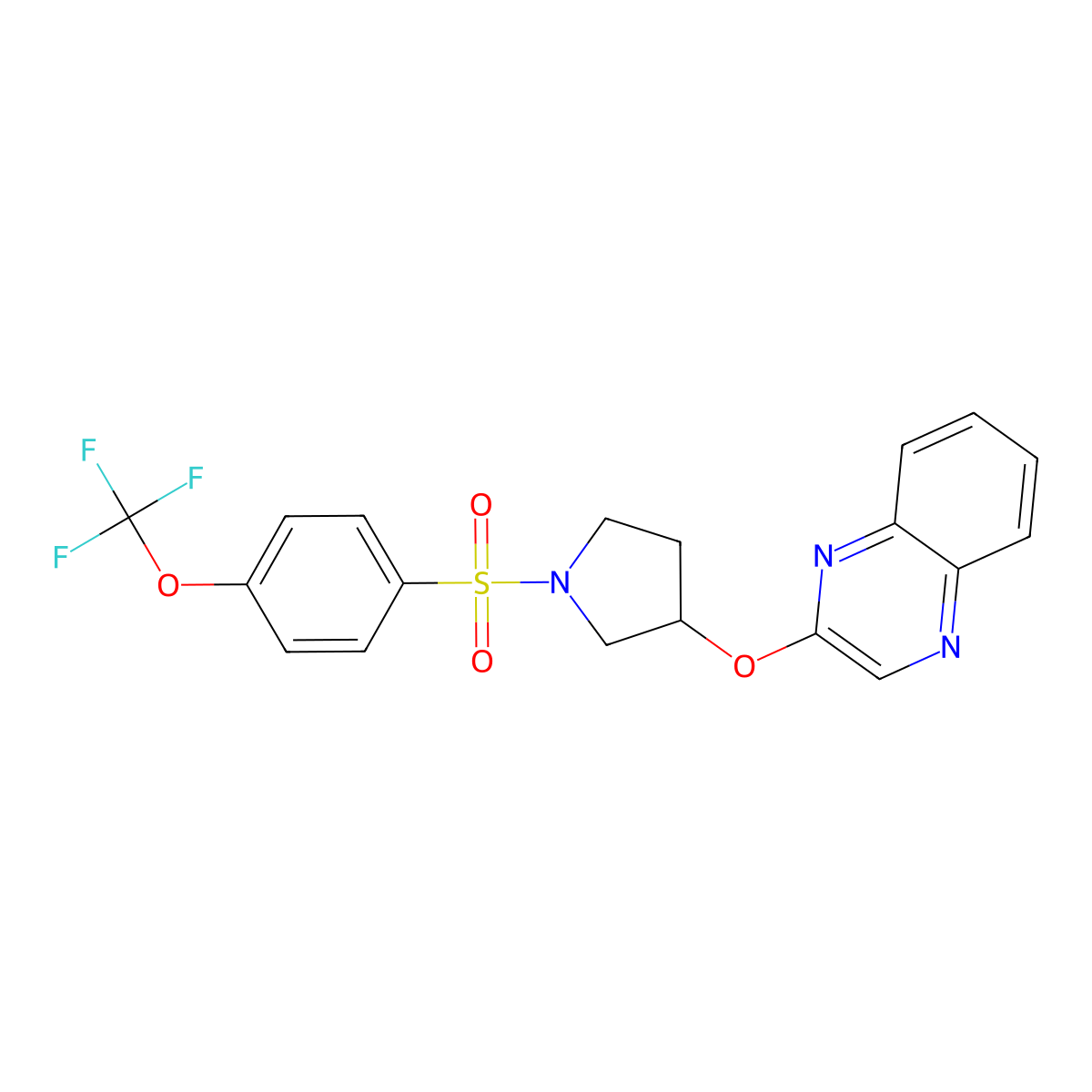 2-({1-[4-(Trifluoromethoxy)benzenesulfonyl]pyrrolidin-3-yl}oxy)quinoxaline molecular structure, CAS 2097930-59-9