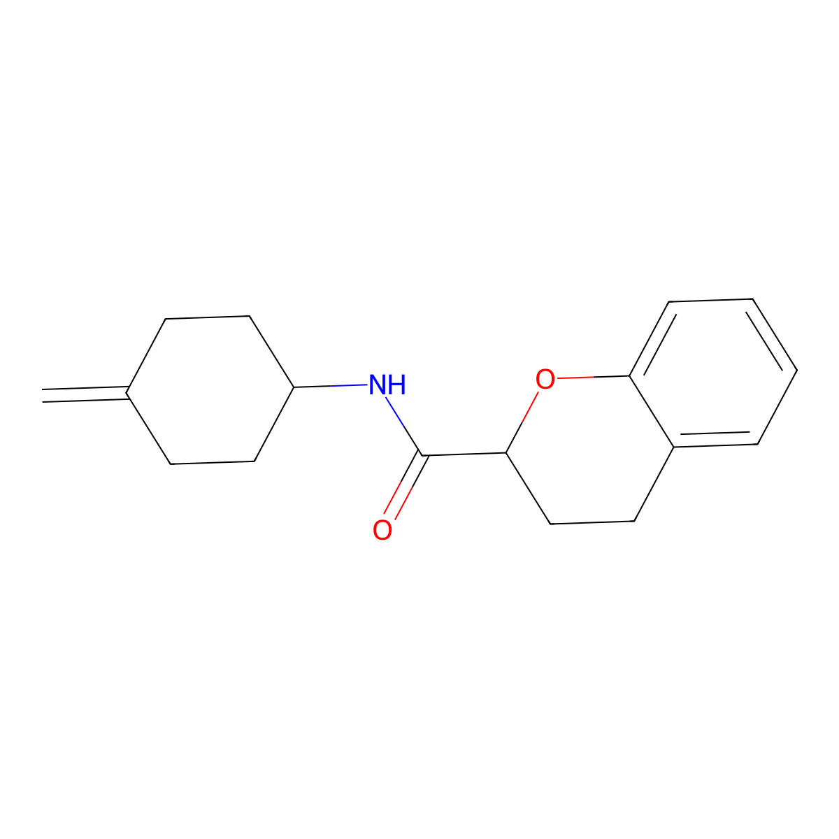 N-(4-methylidenecyclohexyl)-3,4-dihydro-2H-1-benzopyran-2-carboxamide molecular structure, CAS 2097930-66-8