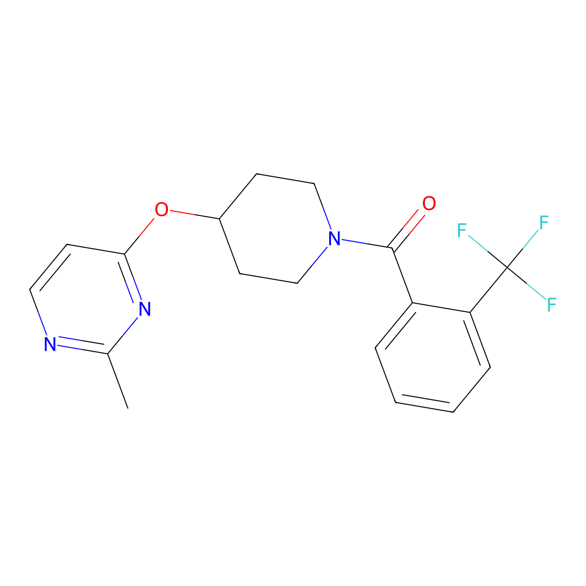 (4-((2-Methylpyrimidin-4-yl)oxy)piperidin-1-yl)(2-(trifluoromethyl)phenyl)methanone molecular structure, CAS 2097930-67-9