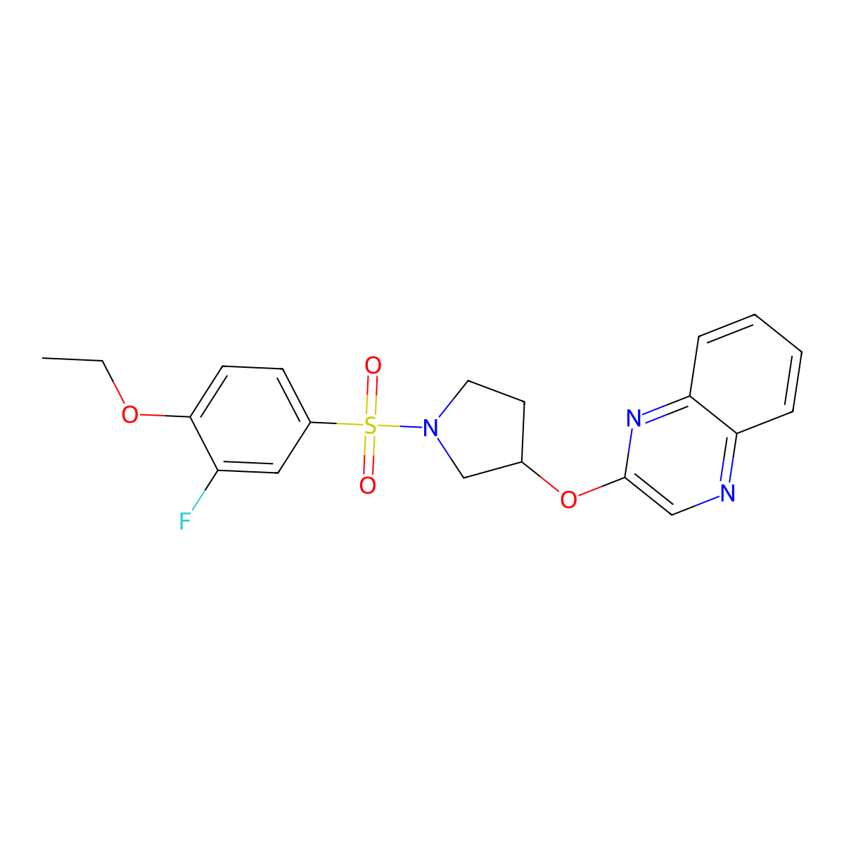 2-{[1-(4-Ethoxy-3-fluorobenzenesulfonyl)pyrrolidin-3-yl]oxy}quinoxaline molecular structure, CAS 2097930-68-0