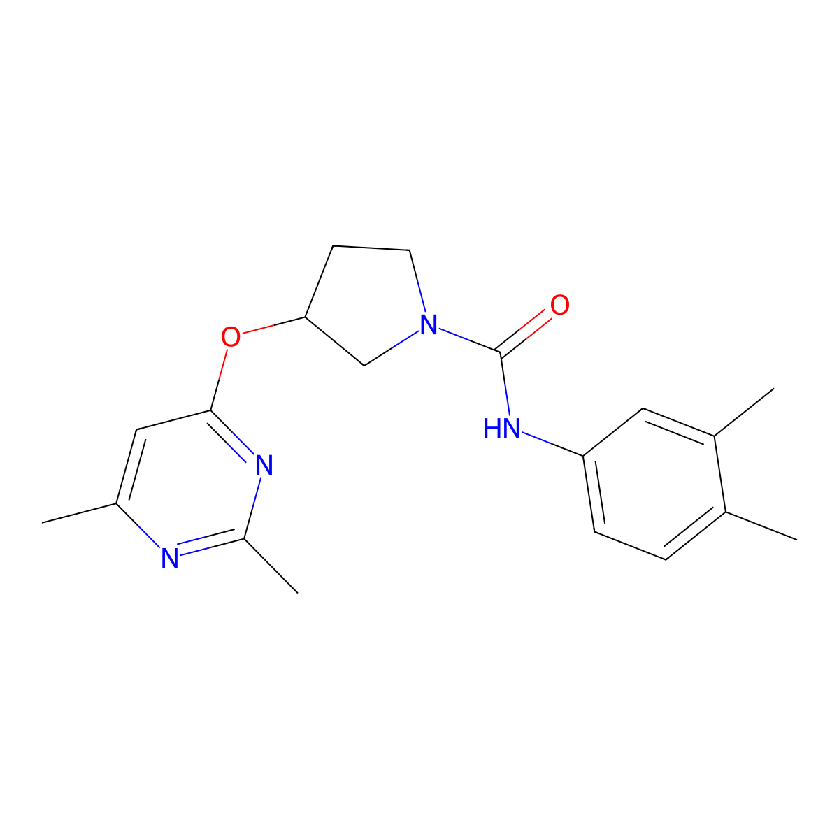 N-(3,4-dimethylphenyl)-3-[(2,6-dimethylpyrimidin-4-yl)oxy]pyrrolidine-1-carboxamide molecular structure, CAS 2097930-69-1