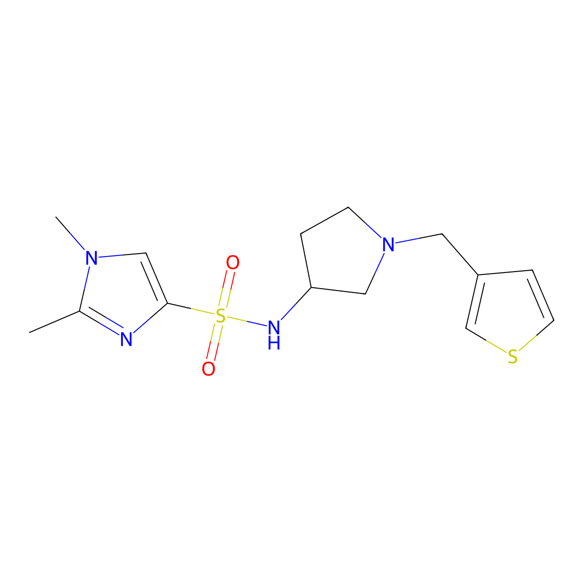 1,2-dimethyl-N-{1-[(thiophen-3-yl)methyl]pyrrolidin-3-yl}-1H-imidazole-4-sulfonamide molecular structure, CAS 2097930-87-3