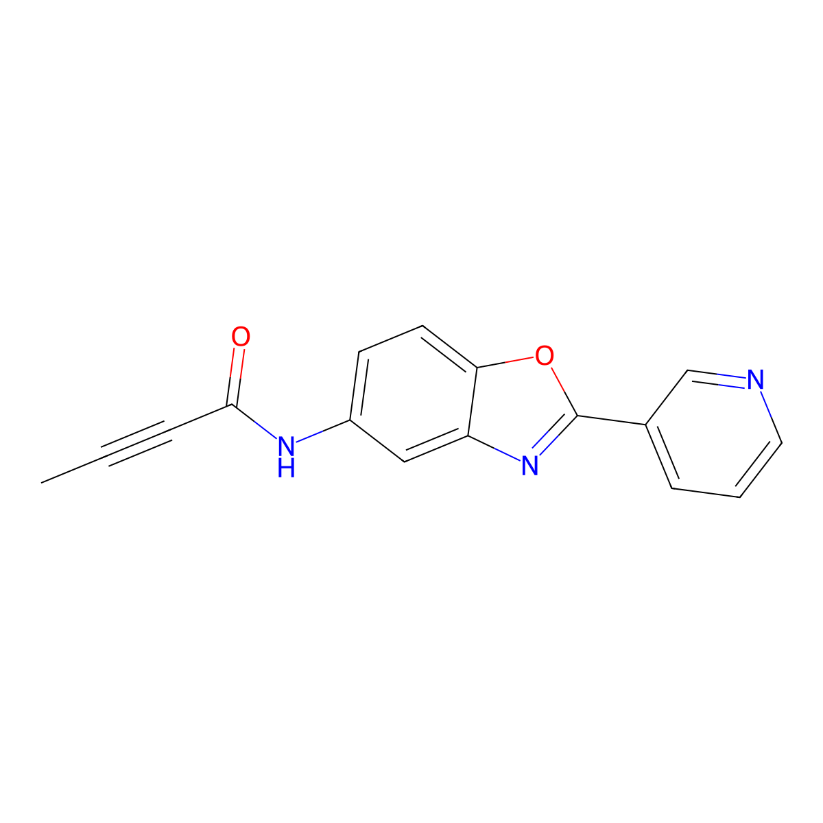 N-(2-(pyridin-3-yl)benzo[d]oxazol-5-yl)but-2-ynamide molecular structure, CAS 2097930-88-4