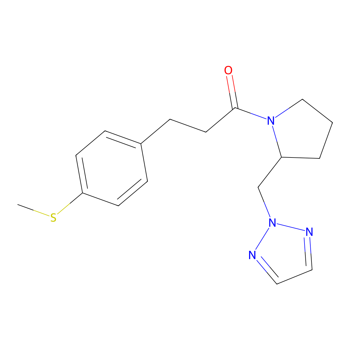 3-[4-(methylsulfanyl)phenyl]-1-{2-[(2H-1,2,3-triazol-2-yl)methyl]pyrrolidin-1-yl}propan-1-one molecular structure, CAS 2097930-89-5