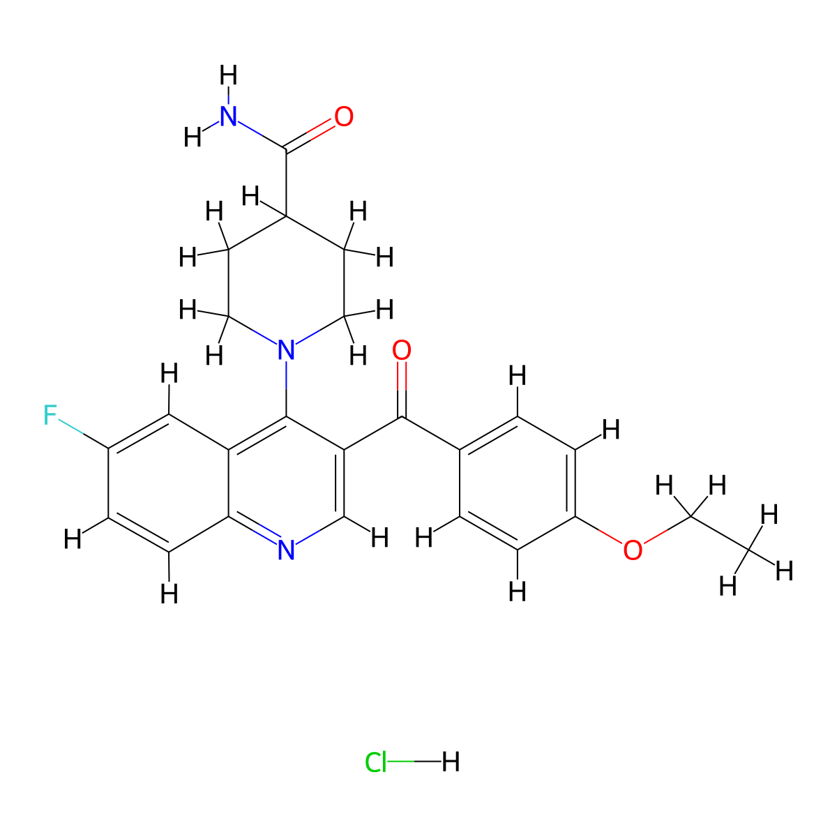 1-[3-(4-Ethoxybenzoyl)-6-fluoroquinolin-4-yl]piperidine-4-carboxamide hydrochloride molecular structure, CAS 2097930-92-0