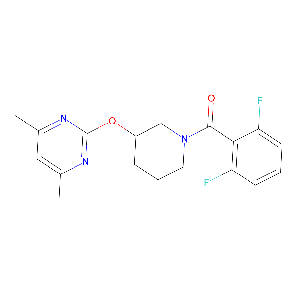 (2,6-Difluorophenyl)(3-((4,6-dimethylpyrimidin-2-yl)oxy)piperidin-1-yl)methanone molecular structure, CAS 2097930-97-5