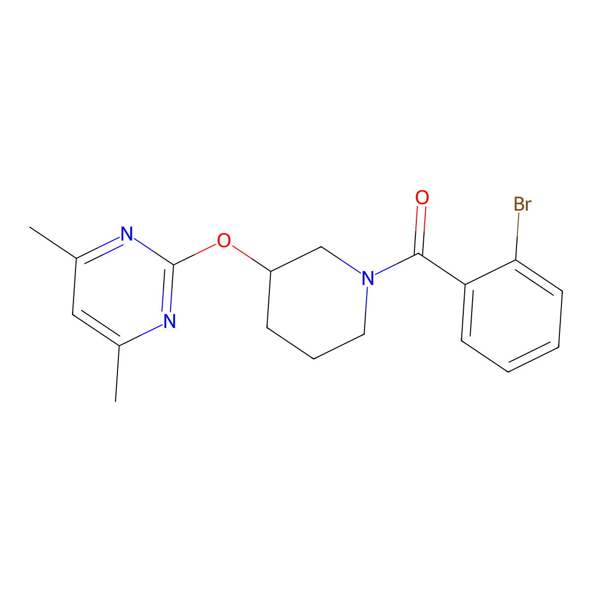 (2-Bromophenyl)(3-((4,6-dimethylpyrimidin-2-yl)oxy)piperidin-1-yl)methanone molecular structure, CAS 2097931-02-5