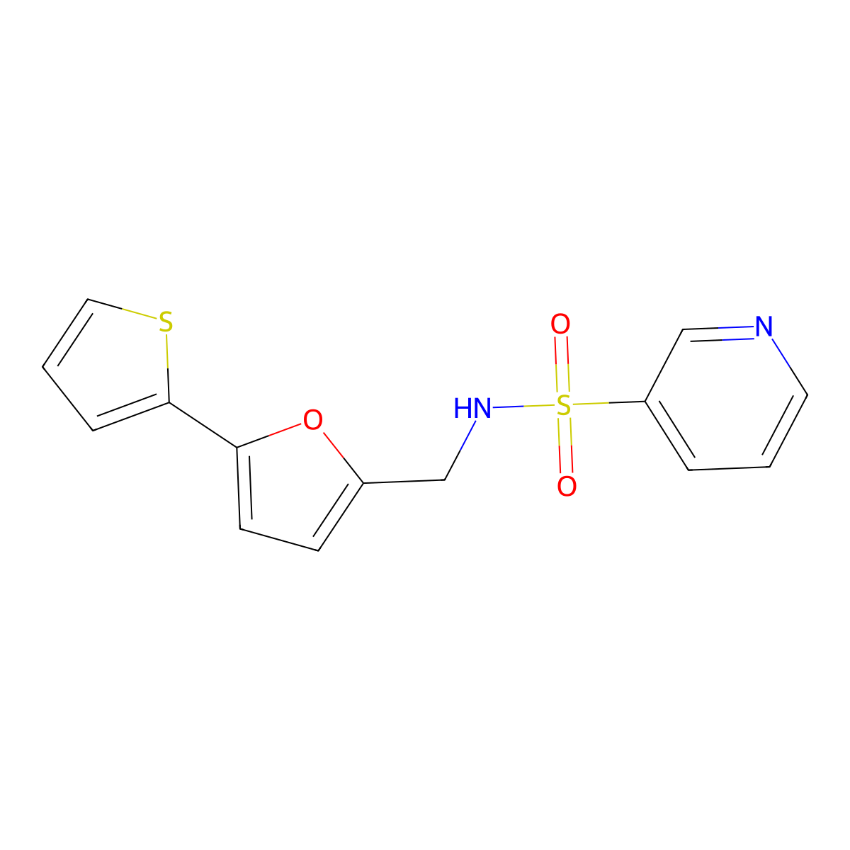N-{[5-(thiophen-2-yl)furan-2-yl]methyl}pyridine-3-sulfonamide molecular structure, CAS 2097931-14-9