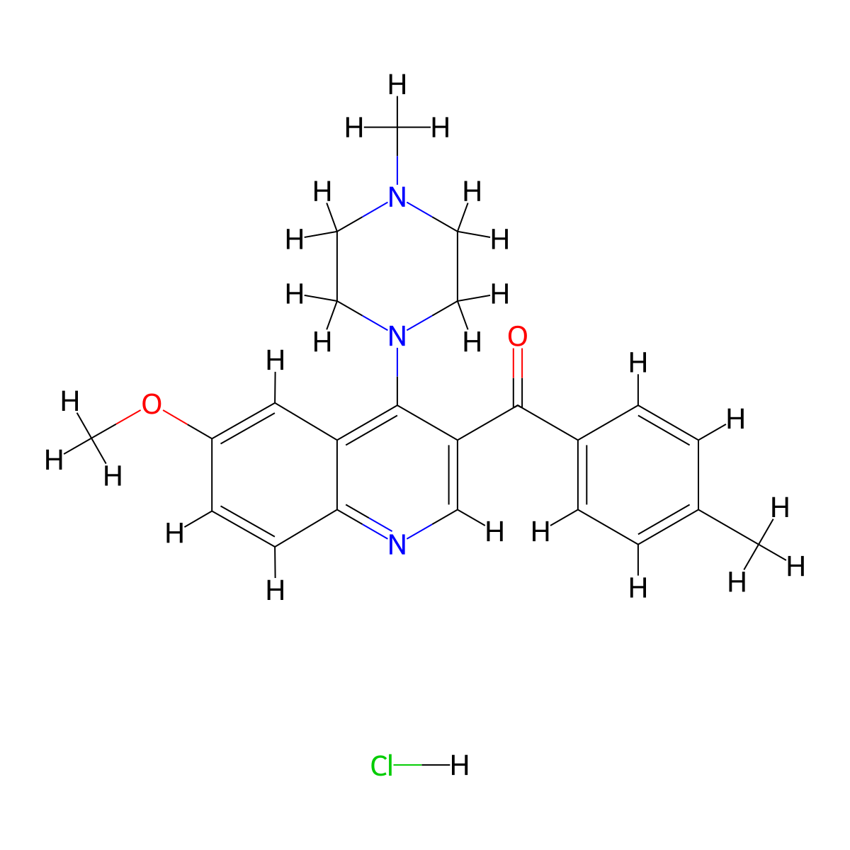 6-Methoxy-3-(4-methylbenzoyl)-4-(4-methylpiperazin-1-yl)quinoline hydrochloride molecular structure, CAS 2097931-17-2