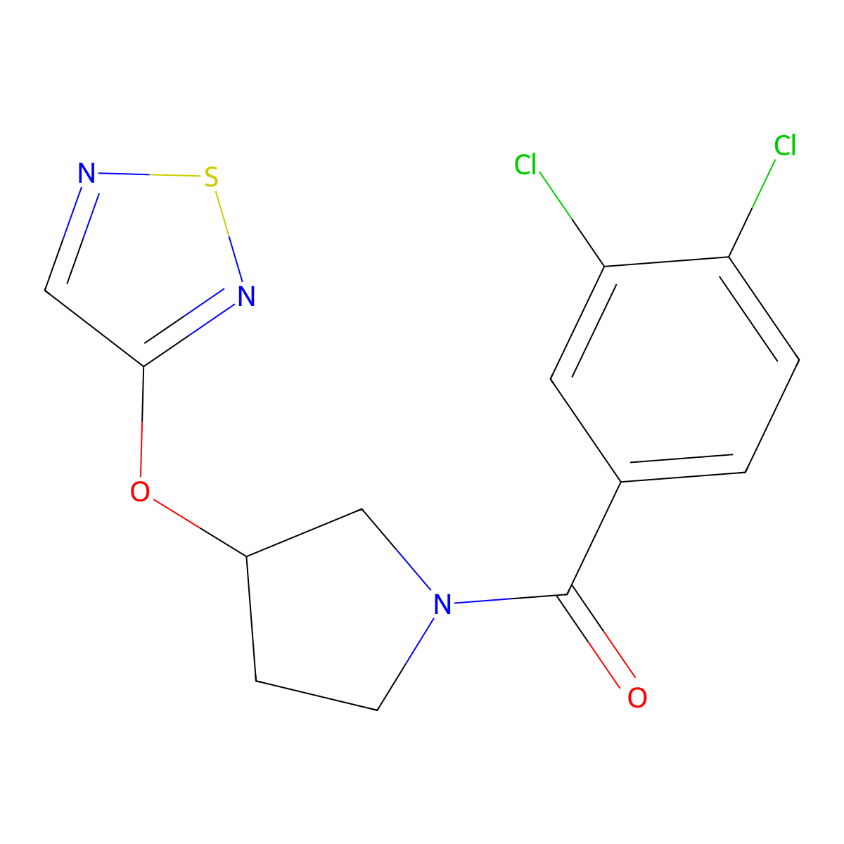 3-{[1-(3,4-Dichlorobenzoyl)pyrrolidin-3-yl]oxy}-1,2,5-thiadiazole molecular structure, CAS 2097931-18-3